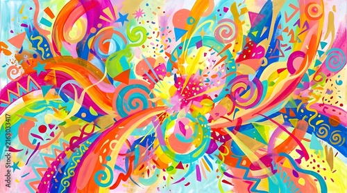 Vibrant Abstract Colorful Swirl Artwork With Psychedelic Patterns.
