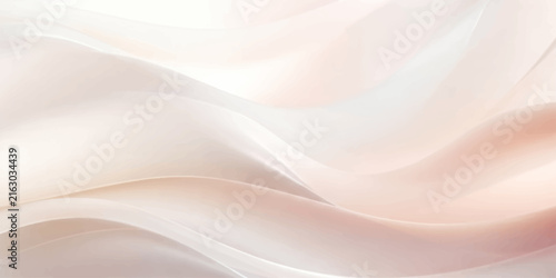Delicate, flowing waves of soft, pearlescent fabric create an elegant and ethereal background with subtle hints of rose and cream, evoking a sense of luxury and calm.