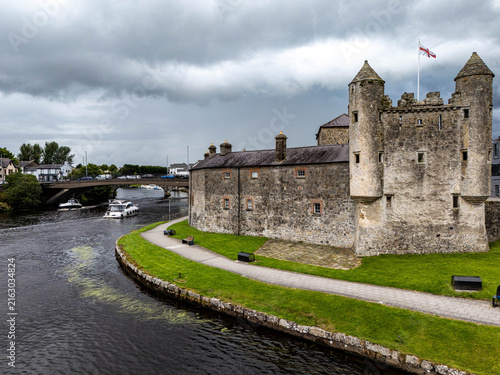 Aerial view of Enniskillen on the banks of Lough Erne in Northern Ireland. Irelands only island town.