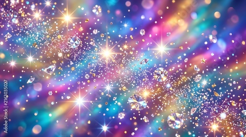 Vivid Cosmic Light Particles in Colorful Swirls.