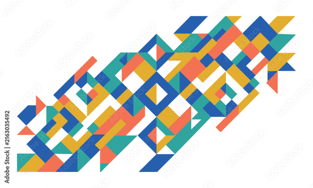 Naklejka premium Abstract diagonal geometric pattern composition with colorful shapes