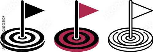 goal with flag icon in different styles for business success
