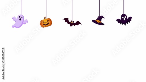 Cute Hanging Halloween Characters Motion Graphic Animation