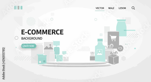 E-commerce, online shopping, webshop, shop, commerce, digital marketplace store, landing page, website template for business on internet, marketing, sale, promotion, vector illustration