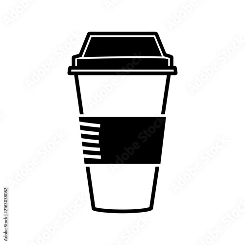 Takeaway coffee cup icon representing morning routine, caffeine, and a quick on the go beverage, ideal for cafe menus, digital apps, and advertising hot drinks