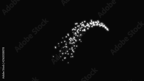 Magic glitter sparkle trail animation, fairy dust wand particle transition, luxury white sparkling bokeh effect, twinkling glitter stars line motion, shining twinkle, black screen background 4k video