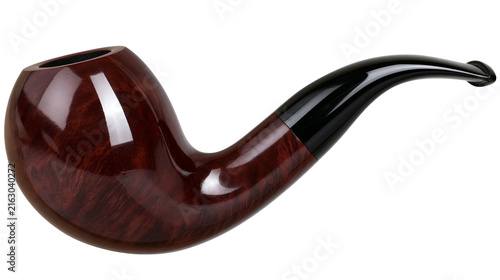 Canvas Print Polished briar wood smoking pipe with black mouthpiece