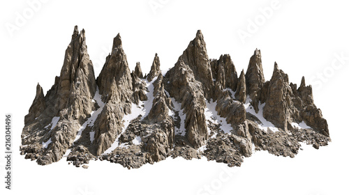 Foto Jagged mountain peaks with snow patches
