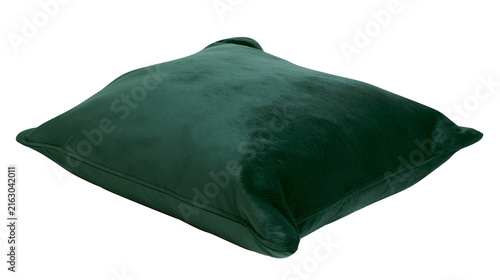 Foto Dark green velvet cushion with soft texture