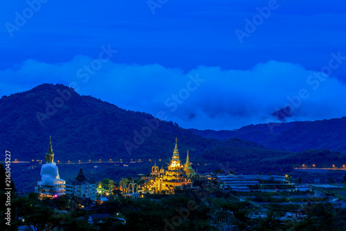 Wat Phra That Pha Sorn Kaew is a beautiful temple situated high in the mountains, The surrounding landscape is breathtaking, enveloped in mountains and mist, at Khao Kho , Phetchabun Province,Thailand