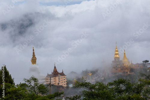 Wat Phra That Pha Sorn Kaew is a beautiful temple situated high in the mountains, The surrounding landscape is breathtaking, enveloped in mountains and mist, at Khao Kho , Phetchabun Province,Thailand
