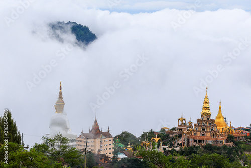 Wat Phra That Pha Sorn Kaew is a beautiful temple situated high in the mountains, The surrounding landscape is breathtaking, enveloped in mountains and mist, at Khao Kho , Phetchabun Province,Thailand