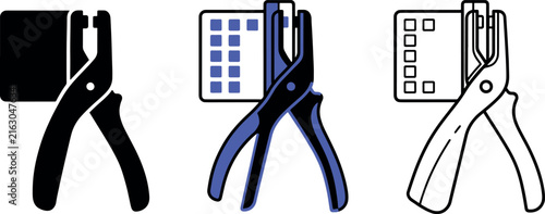 Фотография Hole puncher creating perforations in paper sheets during office tasks