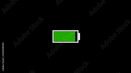 Battery charge neon sign Abstract battery with charging symbol in futuristic glowing polygonal style, Low battery power indicator animation in 4k with alpha channel.
