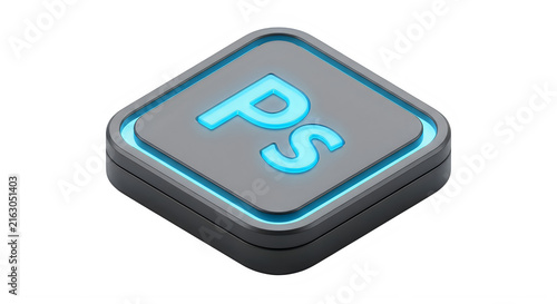 Flat icon of a photoshop shortcut key with blue outline
