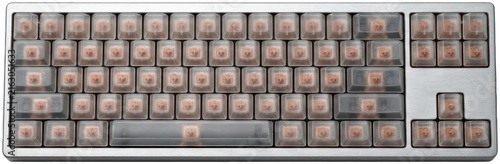 Foto Mechanical computer keyboard with transparent keycaps.
