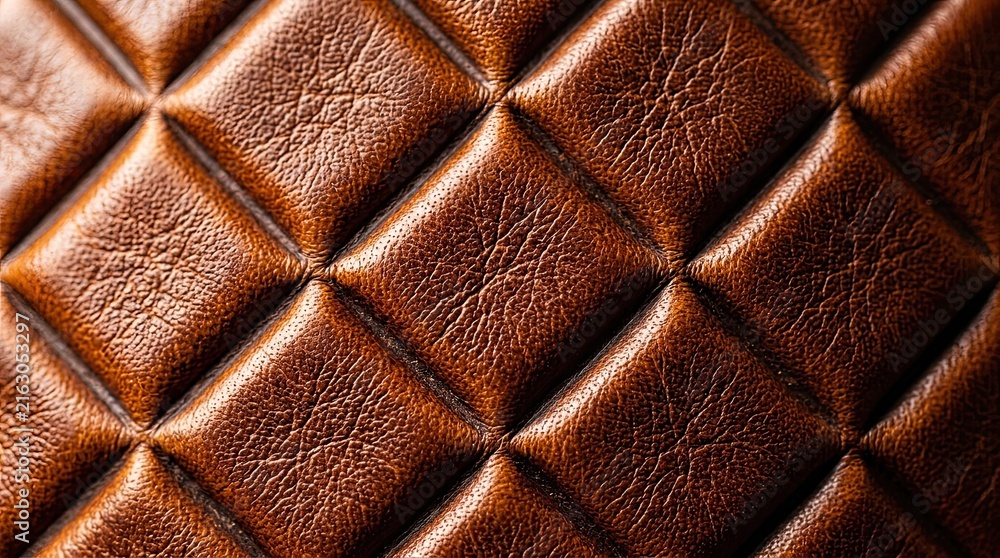 Fototapeta premium Luxury Brown Leather Quilted Texture Close-up