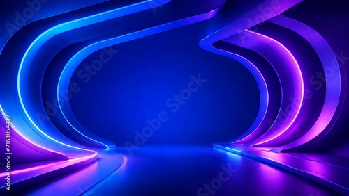 Futuristic Blue Abstract 3D Background with Smooth Flowing Geometric Form