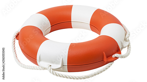 Photography Orange and white life preserver ring with rope