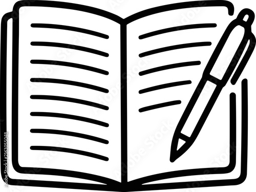 Open Notebook and Pen Icon - Simple Vector Illustration for Writing and Notes