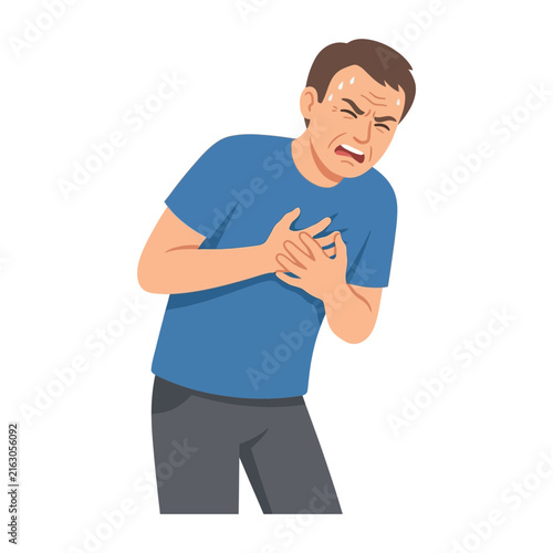 Bild auf Leinwand Man experiencing sudden chest pain and heart attack symptoms with sweating and a