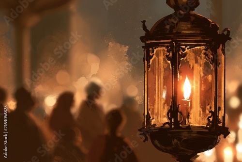 Gentle illustration showing Ner Tamid as a cultural symbol of light within a diverse community