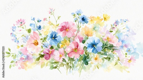 Gentle watercolor bouquet as a decorative floral backdrop in soft colors