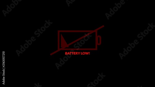 Battery charge neon sign Abstract battery with charging symbol in futuristic glowing polygonal style, Low battery power indicator animation in 4k with alpha channel.
