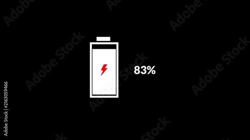 Battery charge neon sign Abstract battery with charging symbol in futuristic glowing polygonal style, Low battery power indicator animation in 4k with alpha channel.