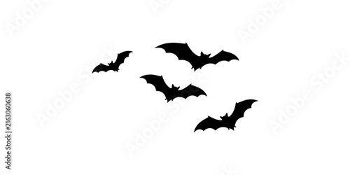 Cuadro en lienzo Group of four flying bats silhouette for halloween decoration and spooky graphics