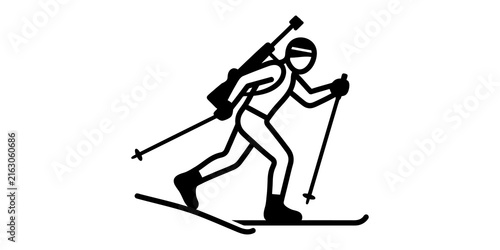Konstfotografi Biathlon athlete outline icon skiing with rifle and poles for winter sports competition design