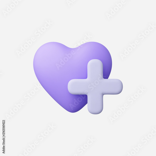 3d Realistic Heart Plus icon vector illustration