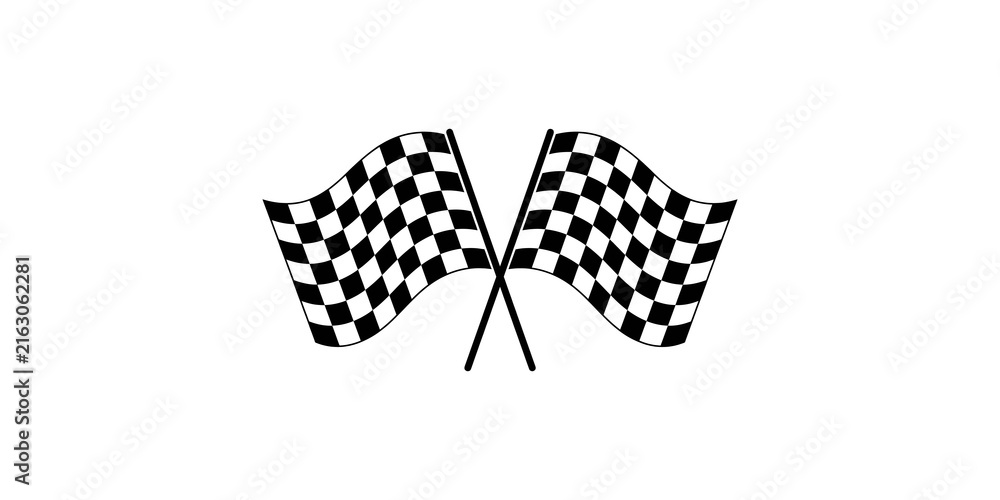 Fototapeta premium Pair of crossed checkered flags symbolizing racing finish lines and achievement.