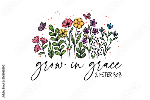 Grow In Grace Wildflower Garden Colorful Botanical Sublimation Design