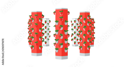 Vertical Farming Hydroponic Strawberry Towers for Sustainable Urban Agriculture and Modern Smart Farming Solutions