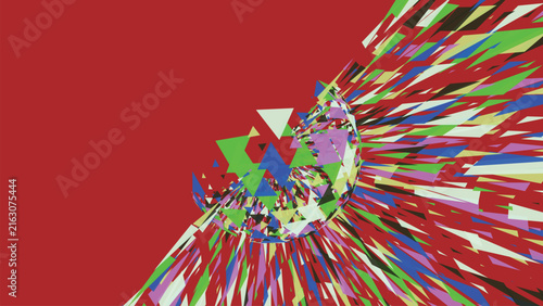 фотографія Sharp triangular shards forming fractured vortex effect with intense red background for dramatic high energy modern wallpaper or visual art