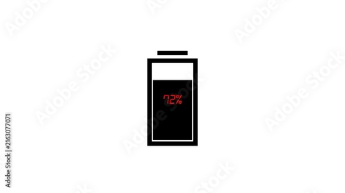 Battery charge neon sign Abstract battery with charging symbol in futuristic glowing polygonal style, Low battery power indicator animation in 4k with alpha channel.