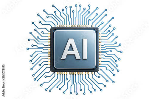 Smart AI processor for machine learning technology Isolated on a Transparent Background