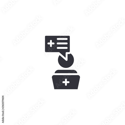 Medical document icon with doctor symbol and downward arrow representing prescriptions, medical records, healthcare downloads, and digital documentation.
