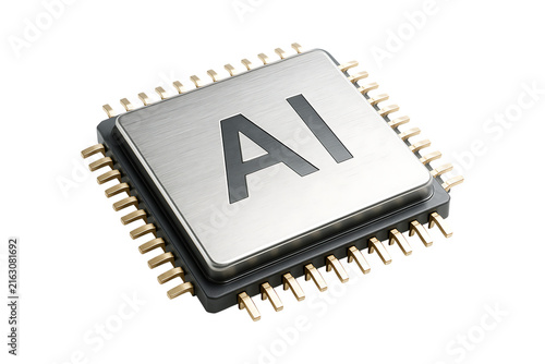 Smart Computing Artificial Intelligence Chip Isolated on a Transparent Background