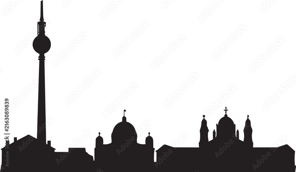 Fototapeta premium City Skyline Silhouette with Tower and Domed Architecture for Travel Branding Urban Decorations and Landmark Design Projects