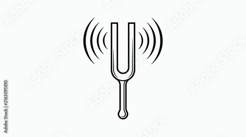 Musical tuning fork sound wave vibration illustration