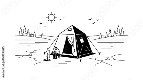 Person camping in wilderness outdoor adventure recreation