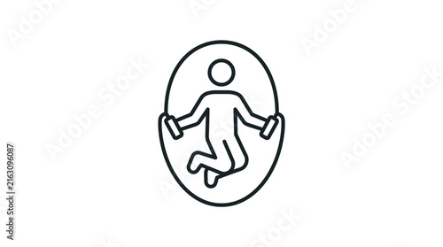 Person jumping rope exercise silhouette outline icon symbol