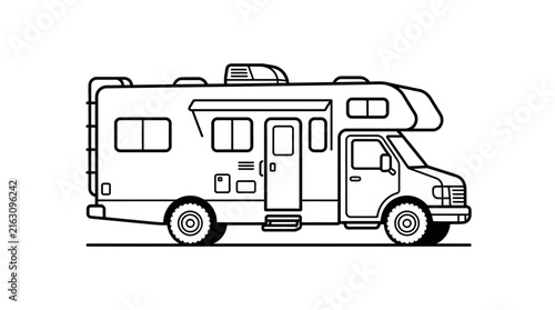 Recreational vehicle motorhome line drawing transportation icon