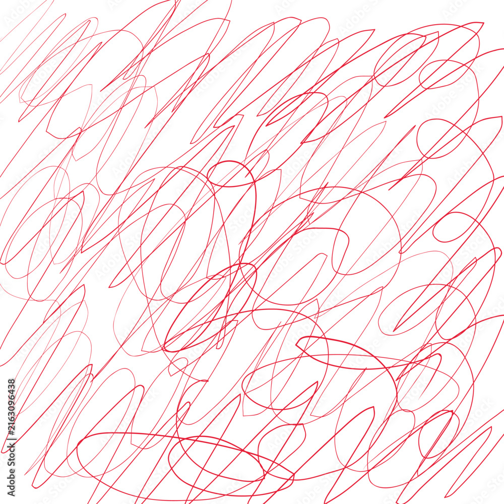 Fototapeta premium Seamless Abstract Red Scribble Doodle Lines on White Background Vector