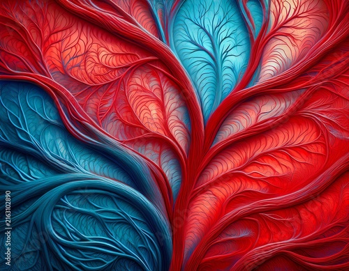 organic vein texture in red and blue