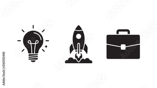 Startup business icons in frame and entrepreneurship development vector illustration