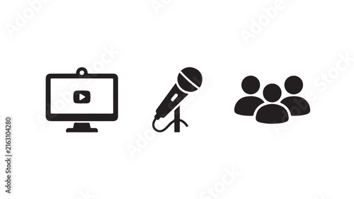 Video conference webcam and microphone online meeting vector illustration