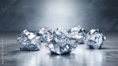 Crushed Ice Pieces on a Smooth Surface with a Dramatic Background